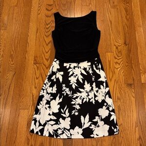 American Living Black and White Floral Midi Dress
